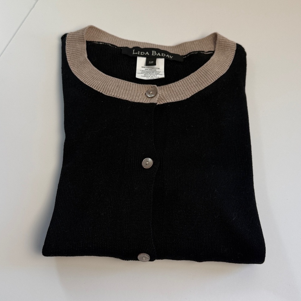 Lida Baday Black and Tan Cardigan